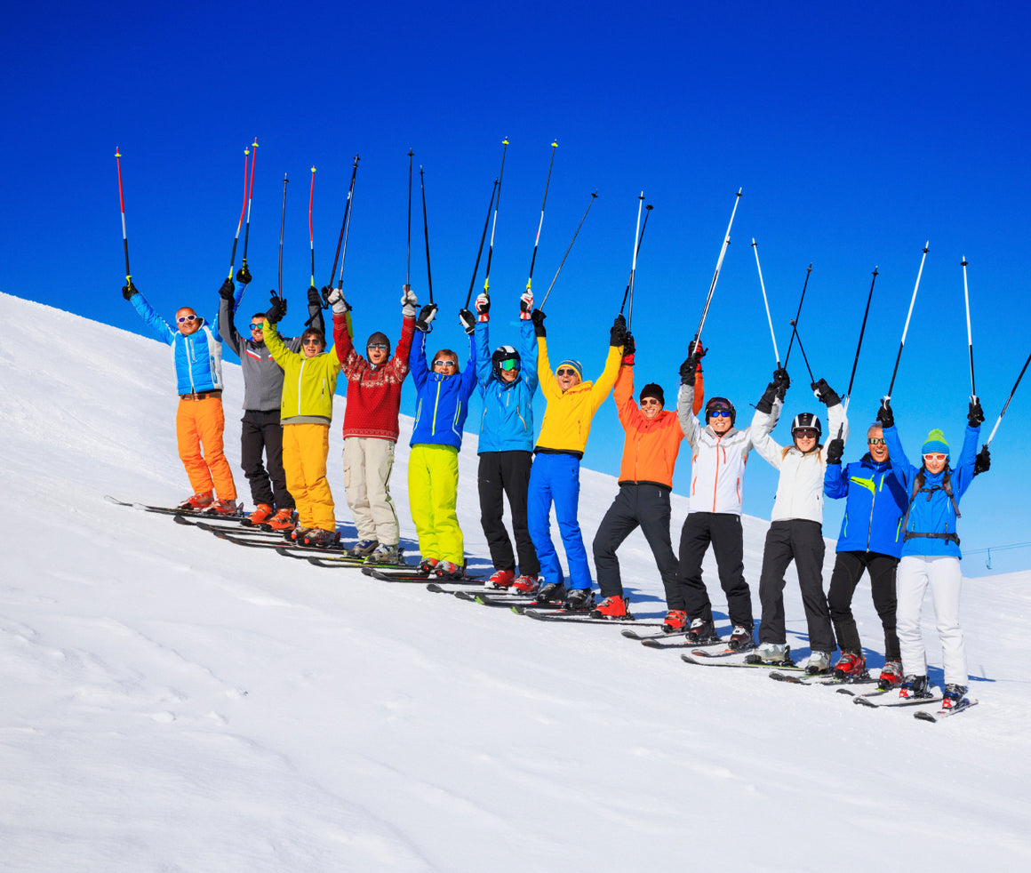 Gruppen Skifahren