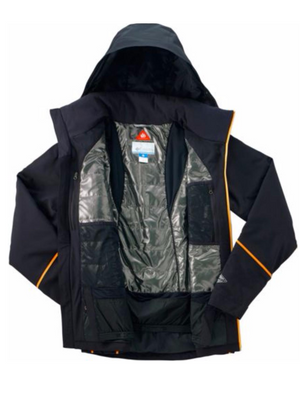 Herren Skijacke Columbia MILLENNIUM BLUR schwarz/orange, Skibekleidung mieten, Men's Ski Jacket Columbia MILLENNIUM BLUR Online Rental